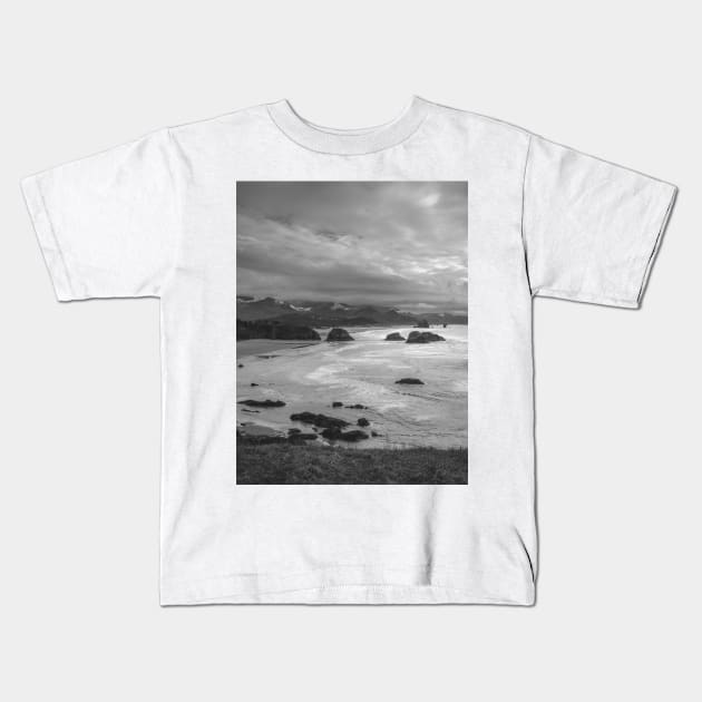 Pacific Excitement - Black and White Kids T-Shirt by Cascadia by Nature Magick